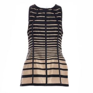 Lela Rose Striped Silk Peplum Top Blouse Hidden Back Zipper Sleeveless Size 10